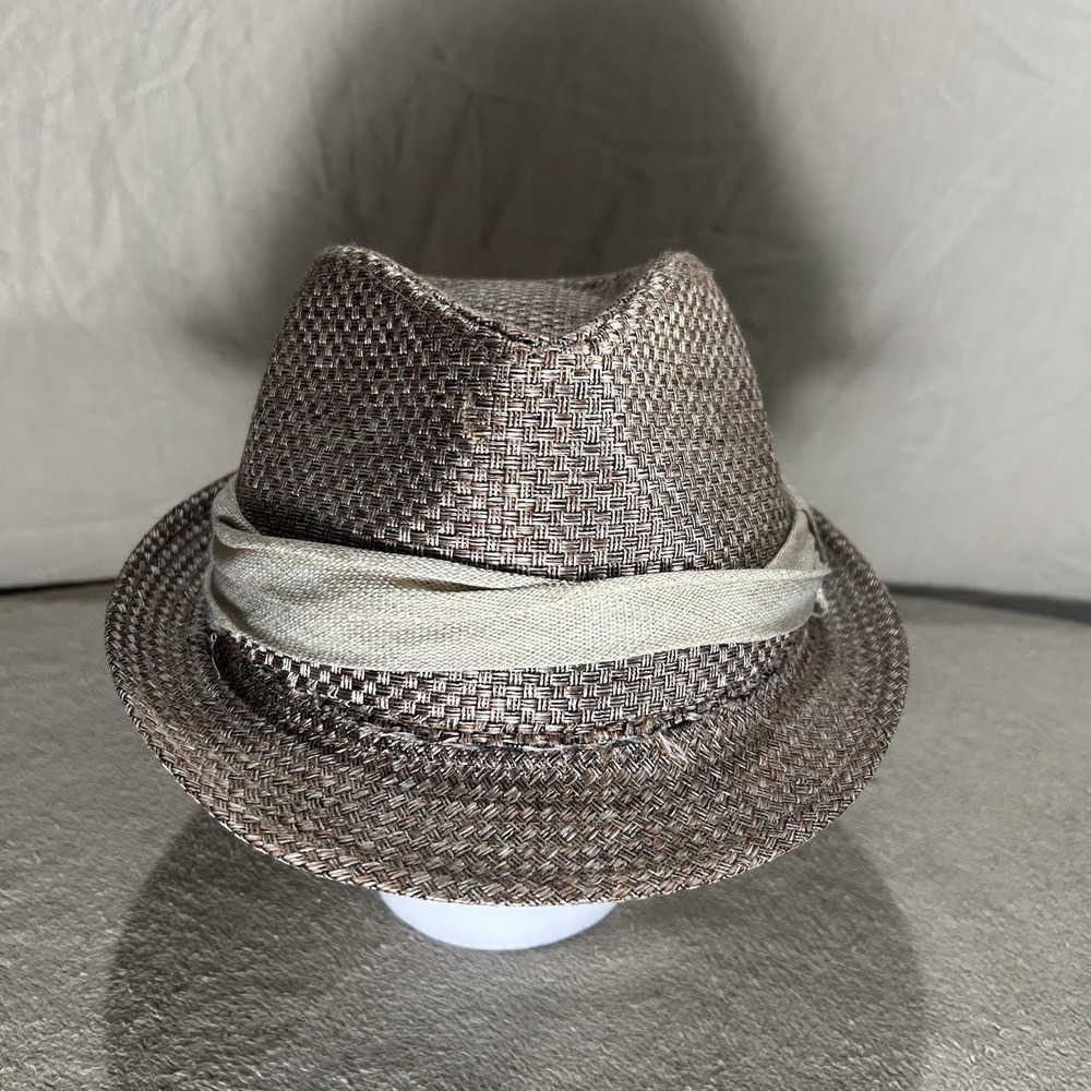 Stacy‎ Adams Woven Fedora Hat – Brown 100% Linen with Plaid Lining – Men's Larg